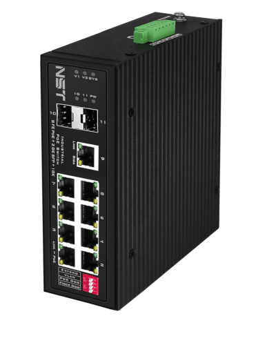 PoE коммутатор Fast Ethernet на 8 FE RJ45 PoE + 1 x GE RJ45 + 2 GE SFP порта NST NS-SW-8F3G-P/I в Хасавюрте Коммутаторы Pintop.ru