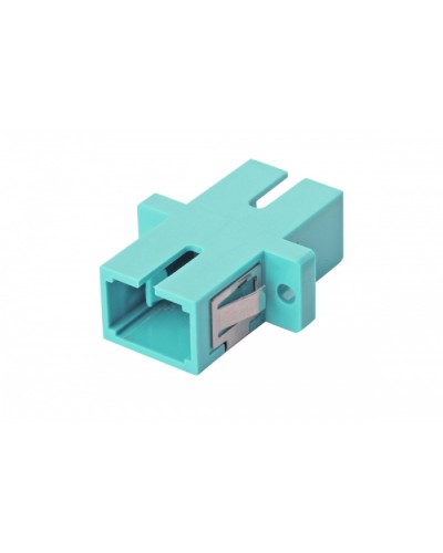 Оптический адаптер OM3, симплекс SC, с фланцами, бирюзовый Eurolan (36A-30-SC-02AQ) в Хасавюрте Проходные адаптеры и розетки оптические Pintop.ru