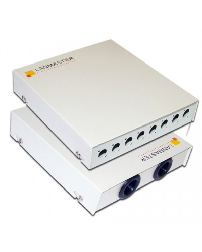 Кросс оптический настенный, металлический, на 8 FC адаптеров LANMASTER LAN-FOBM-WM-8FC в Хасавюрте Кросс оптический Pintop.ru