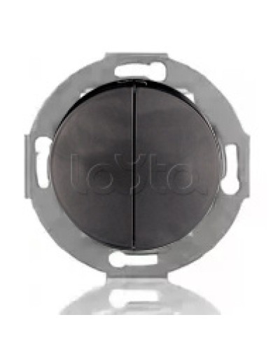 Выключатель двухклавишный Экопласт (схема 5) 10 A, 250 B (черный ) Vintage в Хасавюрте Розетки компьютерные и телефонные Pintop.ru