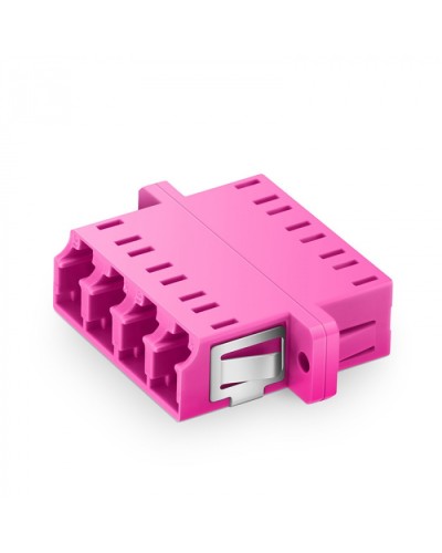 Оптический адаптер OM4, квадро LC, с фланцами, пурпурный Eurolan (36A-40-4L-02MG) в Хасавюрте Проходные адаптеры и розетки оптические Pintop.ru