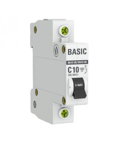 Автоматический выключатель 1P 10А (C) 4,5кА ВА 47-29 EKF Basic (mcb4729-1-10C) в Хасавюрте Электротехническое оборудование Pintop.ru