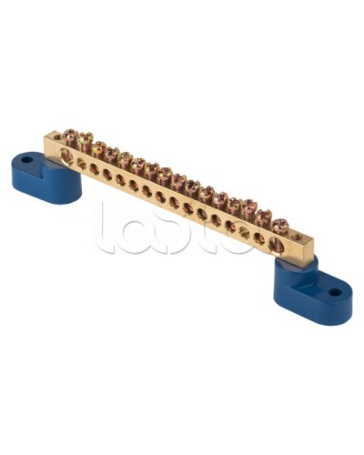 Шина 0 N (8х12мм) 16 отверстий латунь 2 синих угловых изолятора EKF PROxima (sn0-125-16-2) в Хасавюрте Клеммные колодки Pintop.ru