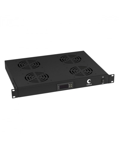 Панель вентиляционная с 4 вентиляторами с цифровым термодатчиком (черный) Cabeus JG03t-BK в Хасавюрте Вентиляторные модули Pintop.ru