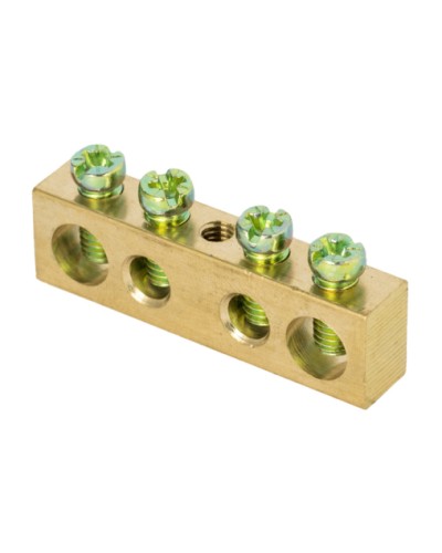 Шина PEN ноль-земля (8х12мм) 4 отверстия латунь крепеж по центру EKF PROxima (sn0-125-4-c) в Хасавюрте Клеммные колодки Pintop.ru