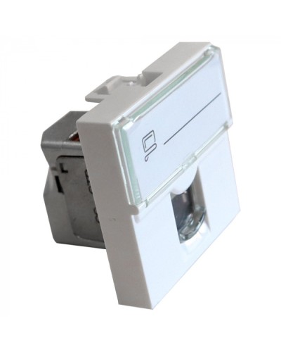 Вставка Mosaic 45x45, RJ-45 STP, кат.6, со шторкой и увеличенным окном маркировки, белая LANMASTER LAN-SIP-23S6-WH в Хасавюрте Модули Keystone Pintop.ru