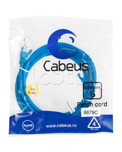 Патч-корд U/UTP Cabeus PC-UTP-RJ45-Cat.6-2m-BL-LSZH в Хасавюрте Патчкорды (медные) Pintop.ru