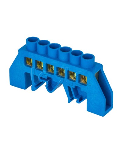 Шина 0 N (8х12мм) 6 отверстий латунь синий EKF (sn0-125-6-dn-r) в Хасавюрте Аксессуары для стоек и шкафов Pintop.ru