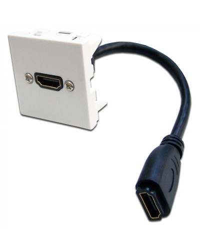 Вставка Mosaic 45x45 с адаптером HDMI с удлинителем, мама-мама, белая LANMASTER (LAN-SIP-23HDMI-WH) в Хасавюрте Проходные адаптеры и розетки оптические Pintop.ru