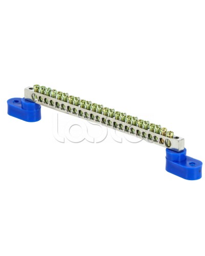 Шина 0 N (6x9мм) 24 отв. цинк 2 синих угловых изолятора EKF PROxima (sn1-63-24-2) в Хасавюрте Аксессуары для стоек и шкафов Pintop.ru