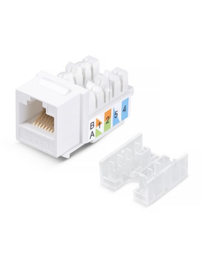 Вставка Keystone Jack RJ-45, категория 5e, заделка 110 тип, белая, со стяжкой Cabeus KJ-RJ45-Cat.5e-90-SW в Хасавюрте Модули Keystone Pintop.ru