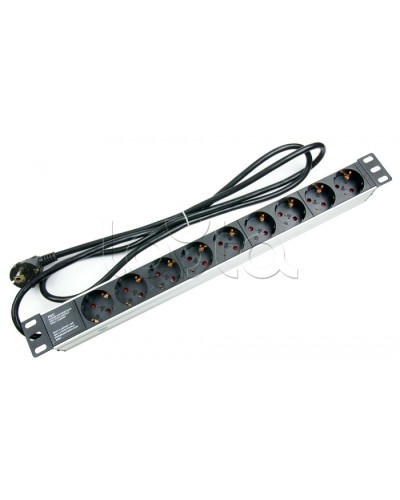 Блок на 9 розеток EU горизонтальный для 19 шкафов Cabeus (PDU-9P-2EU) в Хасавюрте Блоки розеток Pintop.ru