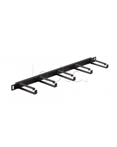 Органайзер горизонтальный 19 0.5U, 5 колец (Черный) Cabeus (JB08-0,5U-BK) в Хасавюрте Кабельные органайзеры Pintop.ru