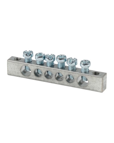 Шина PEN ноль-земля (6x9мм) 6 отв. цинк крепеж по краям EKF (sn1-63-06-k) в Хасавюрте Аксессуары для стоек и шкафов Pintop.ru