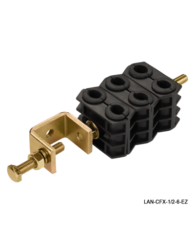 Комплект крепления для 6-ти коаксиальных кабелей диаметром 3/8-1/2, со струбциной LANMASTER LAN-CFX-1/2-6-EZ в Хасавюрте Аксессуары для стоек и шкафов Pintop.ru