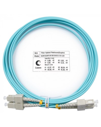 Шнур оптический duplex SC-SC 50/125 mm OM3 3м LSZH Cabeus FOP-50-SC-SC-3m в Хасавюрте Патч-корды и пигтейлы Pintop.ru