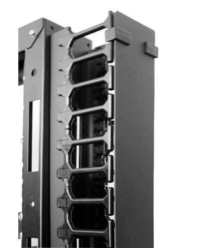 Вертикальный кабельный органайзер с пласт. пальцами для шкафов ШТК-СП-48.6.x, 2 компл ЦМО (ВКО-П-24/48U-9005) в Хасавюрте Кабельные органайзеры Pintop.ru