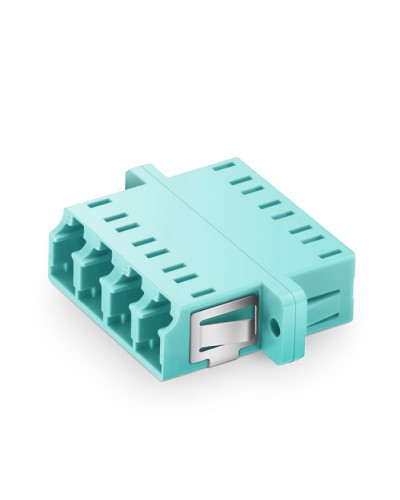 Оптический адаптер OM3, квадро LC, с фланцами, бирюзовый Eurolan (36A-30-4L-02AQ) в Хасавюрте Проходные адаптеры и розетки оптические Pintop.ru