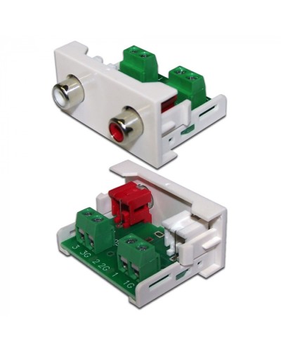 Вставка Mosaic 22.5x45 2xRCA Stereo Audio, белая LANMASTER (LAN-WA-LP-2RCA-WH) в Хасавюрте Коннекторы и разъемы Pintop.ru