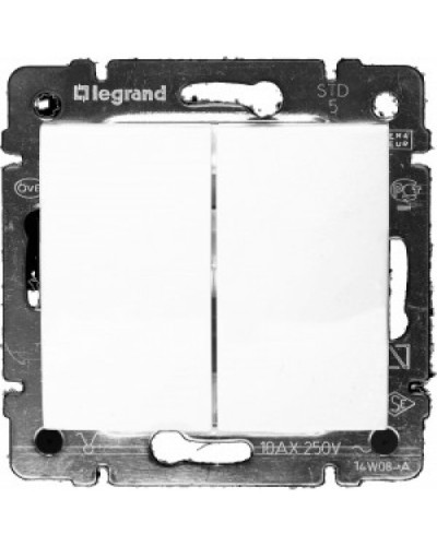 Переключатель на два направления двухклавишный Valena 10 AX 250 В белый Legrand 774408 в Хасавюрте Аксессуары для кабель-канала Pintop.ru