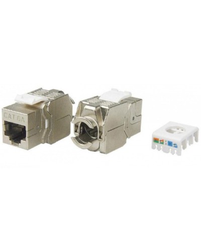 Вставка Keystone Jack RJ-45(8P8C) Hyperline KJ8-8P8C-C6A-180-TLS-SH-F-WH в Хасавюрте Модули Keystone Pintop.ru