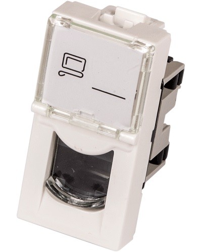 Вставка Mosaic 22.5x45, RJ-45 UTP, белая LANMASTER (LAN-SIP-22U5E-WH) в Хасавюрте Коннекторы и разъемы Pintop.ru