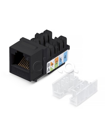 Вставка Keystone Jack RJ-45, категория 6, заделка тип 110, черная, со стяжкой Cabeus KJ-RJ45-Cat.6-90-SW-BK в Хасавюрте Модули Keystone Pintop.ru