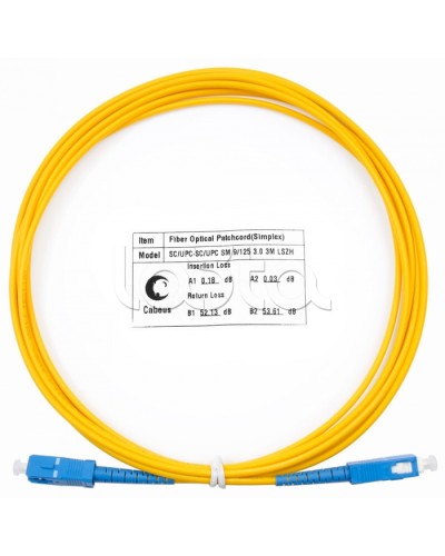 Патч-корд волоконно-оптический (шнур) SM 9/125 simplex SC-SC LSZH (3м) Cabeus FOP(s)-9-SC-SC-3m в Хасавюрте Патч-корды оптические Pintop.ru