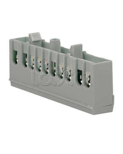 Шина фаза L (6х9мм) 10 отверстий латунь серый изолированный корпус на DIN-рейку EKF PROxima (sn0-63-10-is) в Хасавюрте Клеммные колодки Pintop.ru