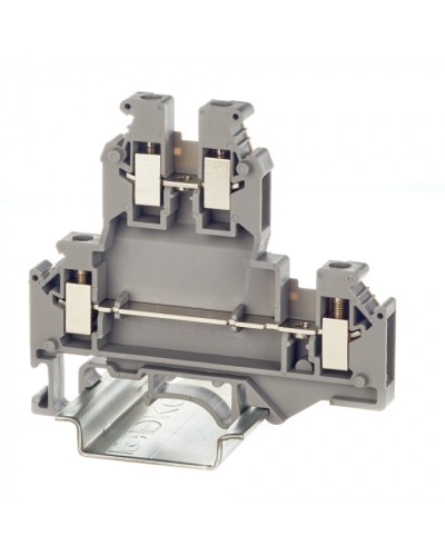 Клемма двухуровневая, винтовой зажим, 4 точки подключения, 4 кв.мм, серая DKC (KRUKB-5) в Хасавюрте Клеммные колодки Pintop.ru