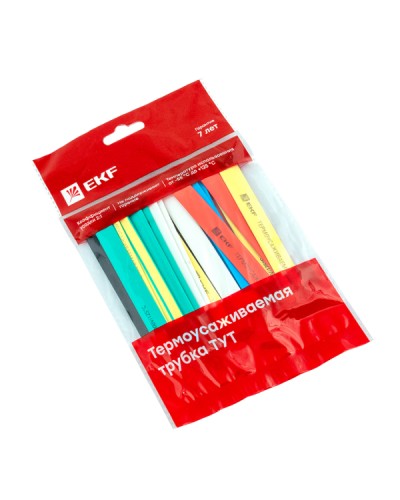Термоусаживаемая трубка ТУТ нг 8/4 набор:7 цветов по 3шт. 100мм. EKF PROxima (tut-n-8) в Хасавюрте Аксессуары для кабель-канала Pintop.ru