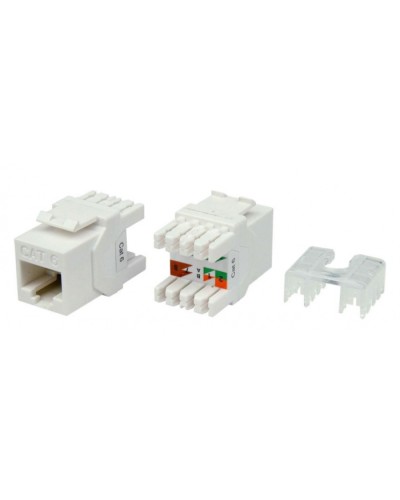 Вставка Keystone Jack RJ-45(8P8C) Hyperline KJ8-8P8C-C6-180-WH в Хасавюрте Модули Keystone Pintop.ru