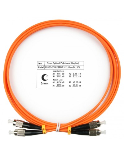 Шнур оптический duplex FC-FC 62,5/125 mm 2м LSZH Cabeus FOP-62-FC-FC-2m в Хасавюрте Патч-корды оптические Pintop.ru