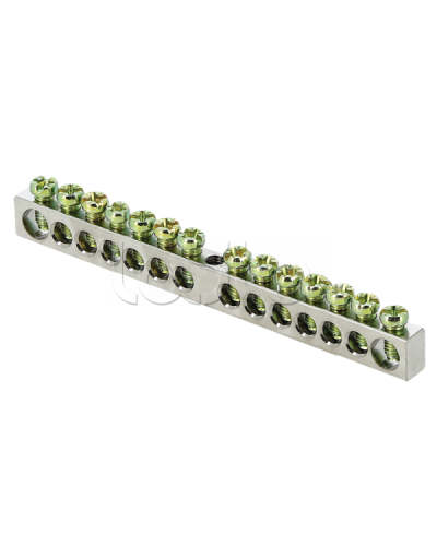 Шина PEN ноль-земля (6x9мм) 14 отв. цинк крепеж по центру EKF PROxima (sn1-63-14) в Хасавюрте Аксессуары для стоек и шкафов Pintop.ru