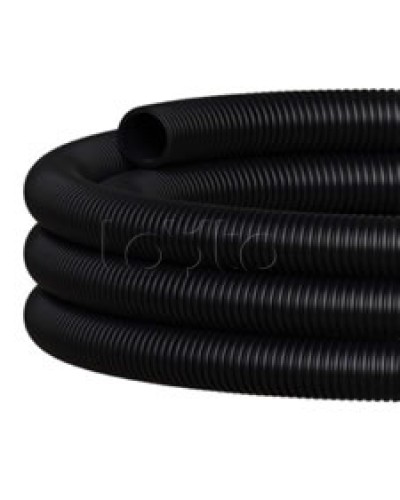 NR075 Двустен. труба ПНД гибкая откр. прокладки, SN16, с зондом, D75мм (50м) чёрный Экопласт (801075HFR-UF-BL) в Хасавюрте Труба гофрированная Pintop.ru