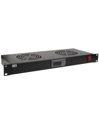 ITK Модуль вентил. 1U с цифр. термостатом 2 вент. черный (FM05-1U2TS-R) в Хасавюрте Вентиляторные модули Pintop.ru