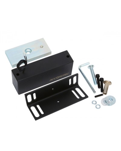 Электромагнитный влагозащищенный замок AccordTec ML-300П с уголком, цвет черный в Хасавюрте Электромагнитные замки Pintop.ru