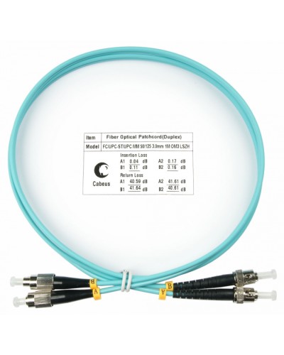 Шнур оптический duplex FC-ST 50/125 mm OM3 1м LSZH Cabeus FOP-50-FC-ST-1m в Хасавюрте Патч-корды и пигтейлы Pintop.ru