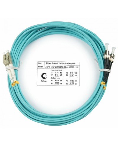 Шнур оптический duplex LC-ST 50/125 mm OM3 5м LSZH Cabeus FOP-50-LC-ST-5m в Хасавюрте Патч-корды и пигтейлы Pintop.ru