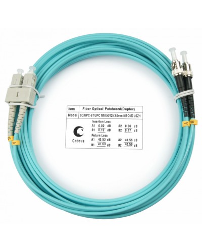 Шнур оптический duplex SC-ST 50/125 mm OM3 15м LSZH Cabeus FOP-50-SC-ST-15m в Хасавюрте Патч-корды и пигтейлы Pintop.ru