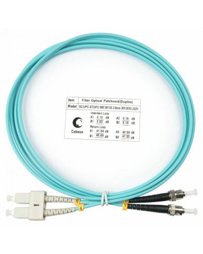 Шнур оптический duplex SC-ST 50/125 mm OM3 1,5м LSZH Cabeus FOP-50-SC-ST-1,5m в Хасавюрте Патч-корды и пигтейлы Pintop.ru