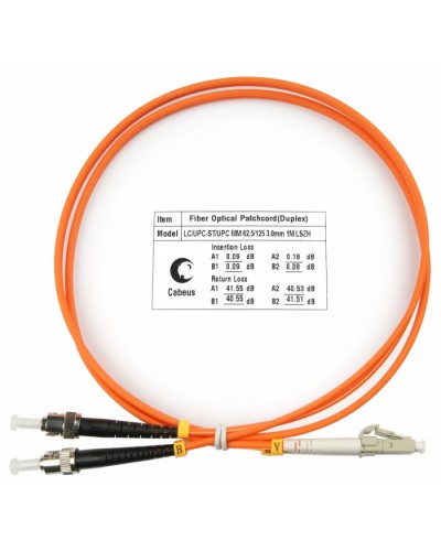 Шнур оптический duplex LC-ST 62,5/125 mm 1м LSZH Cabeus FOP-62-LC-ST-1m в Хасавюрте Патч-корды оптические Pintop.ru