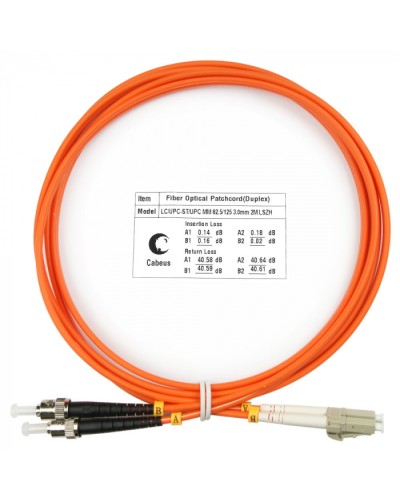Шнур оптический duplex LC-ST 62,5/125 mm 2м LSZH Cabeus FOP-62-LC-ST-2m в Хасавюрте Патч-корды оптические Pintop.ru