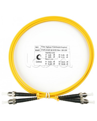 Шнур оптический duplex ST-ST 9/125 sm 1,5м LSZH Cabeus FOP(d)-9-ST-ST-1,5m в Хасавюрте Патч-корды оптические Pintop.ru