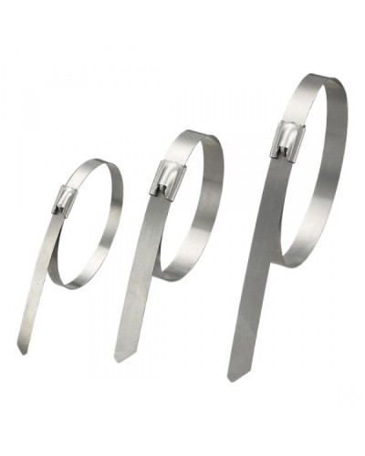 Стяжка неразъемная стальная, коррозионно-стойкая (нержавеющая сталь 304L), 150x4.6x0.3мм, (100 шт) в Хасавюрте Стяжки-хомуты Pintop.ru