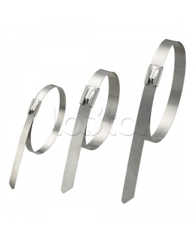 Стяжка неразъемная стальная, коррозионно-стойкая (нержавеющая сталь 304L), 300x4.6x0.3мм, (100 шт) в Хасавюрте Стяжки-хомуты Pintop.ru