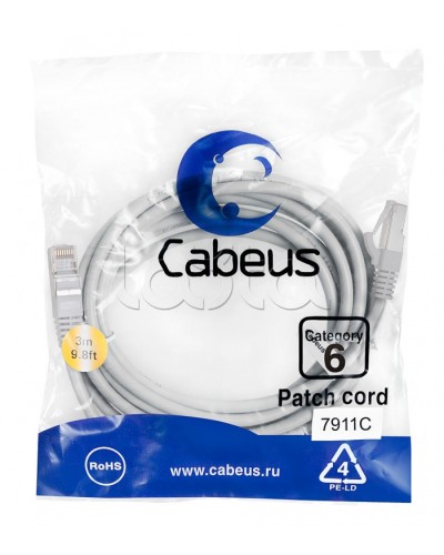Патч-корд Cabeus PC-FTP-RJ45-CAT.6-3M-LSZH в Хасавюрте Патчкорды (медные) Pintop.ru