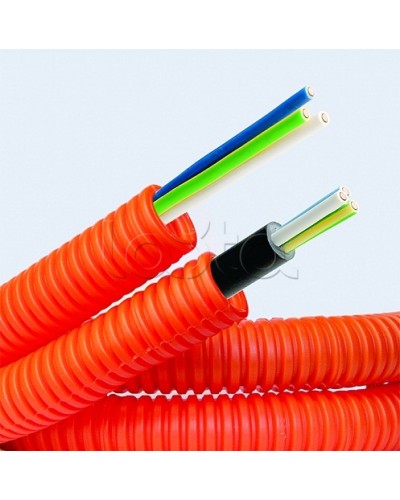 Электротруба ПНД гибкая гофр. д.16мм, цвет оранжевый, с кабелем ВВГнг(А)-LS 3х1,5мм² РЭК ГОСТ+, 50м DKC 7L91650 в Хасавюрте Труба гофрированная Pintop.ru