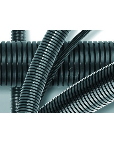 Труба гофрированная самозатухающий полиамид PA6V0 50 мм без зонда DKC 80050 (15 м) в Хасавюрте Труба гофрированная Pintop.ru