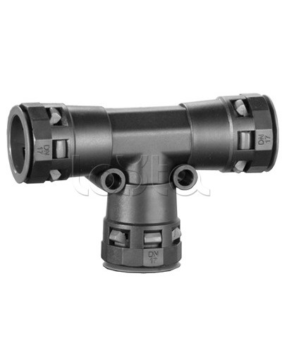 Тройник DN 36/36/36 мм, полиамид, цвет черный DKC PAT36N в Хасавюрте Повороты, муфты, тройники Pintop.ru